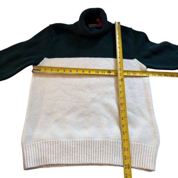 G/FORE Women’s 100% Lambswool Turtleneck Sweater Green White Colorblock Medium - Picture 9 of 9